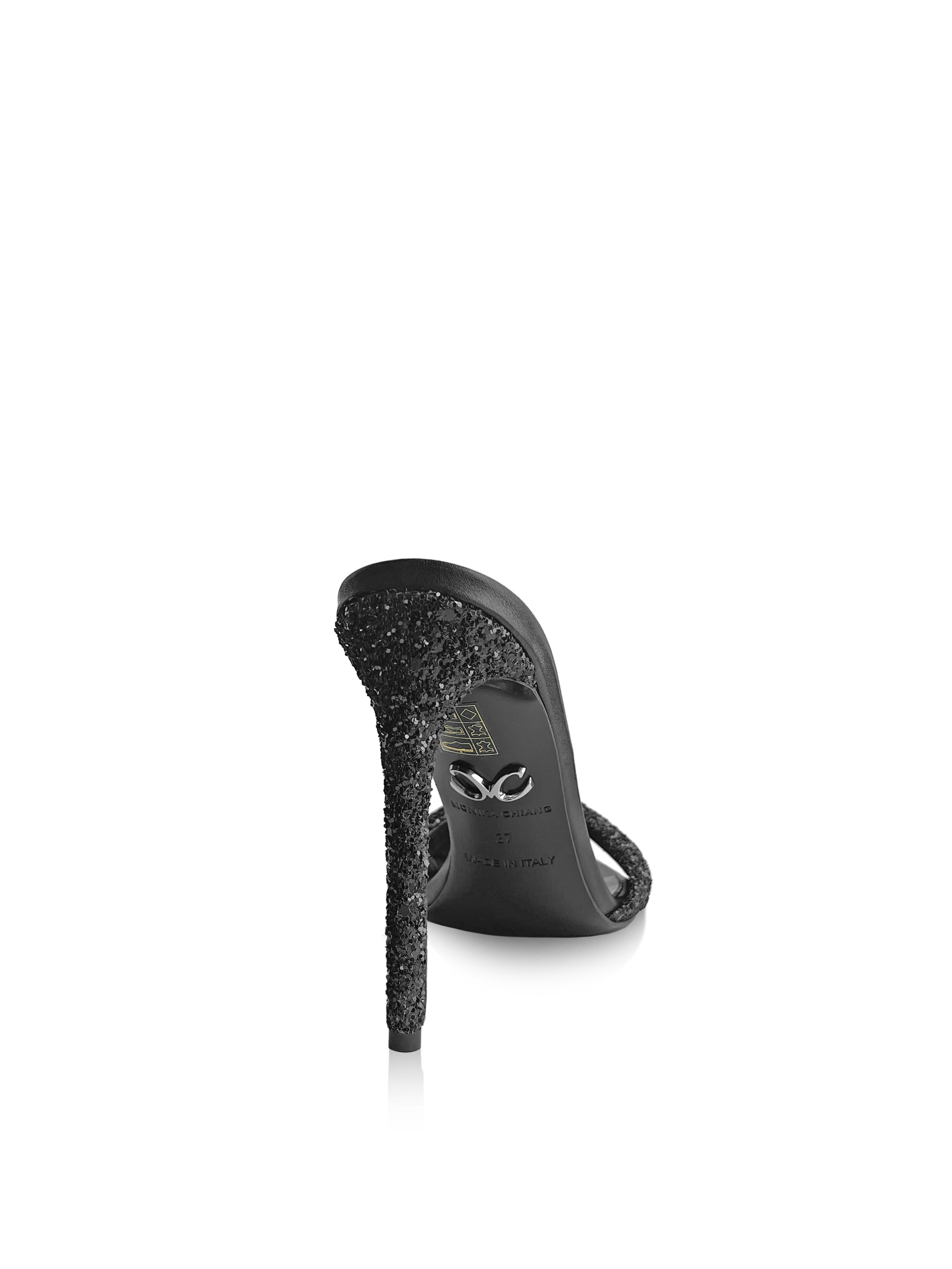 NOLA BLACK GLITTER MULES