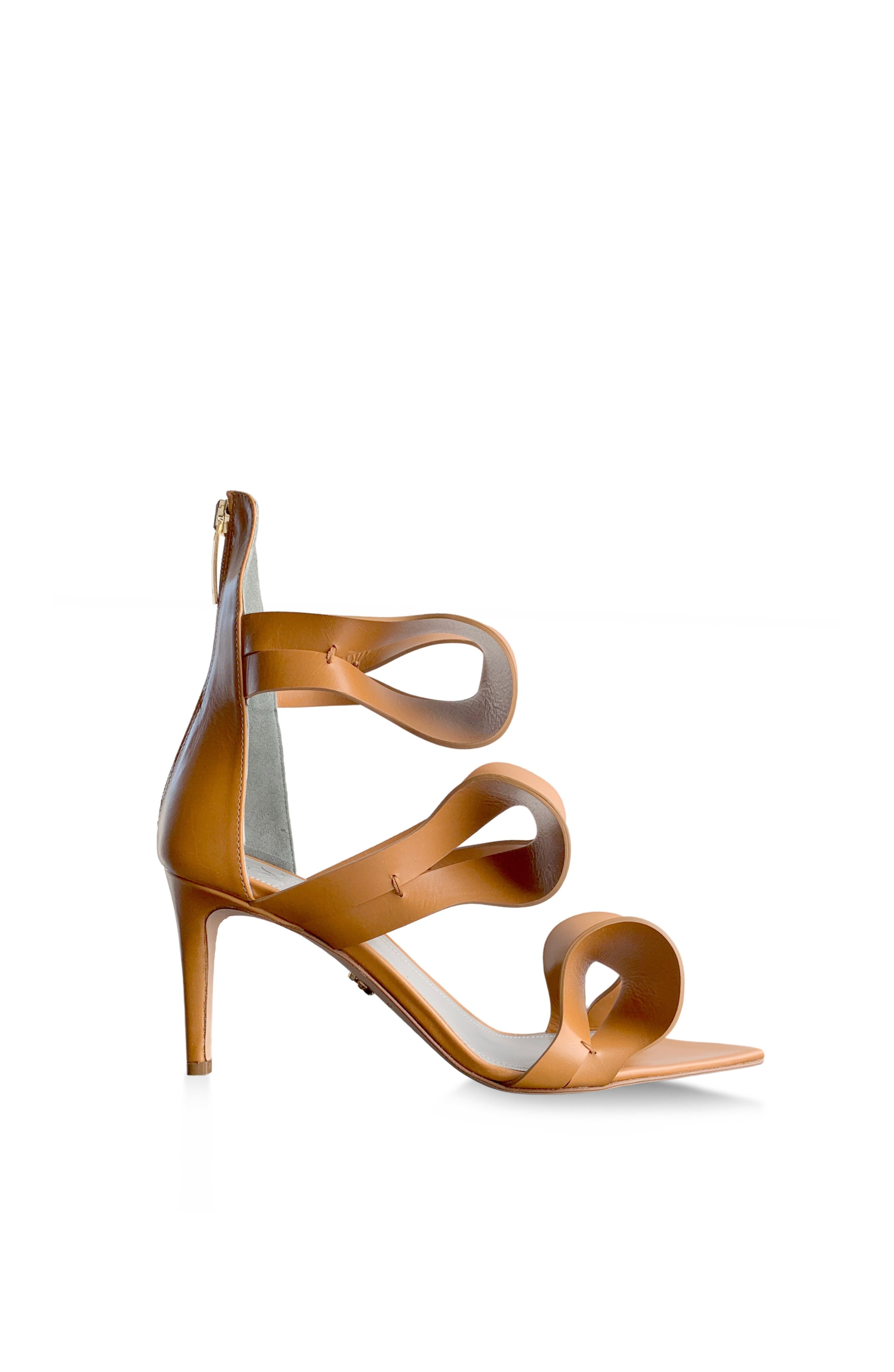 ALIX 80 TAN LEATHER SANDALS