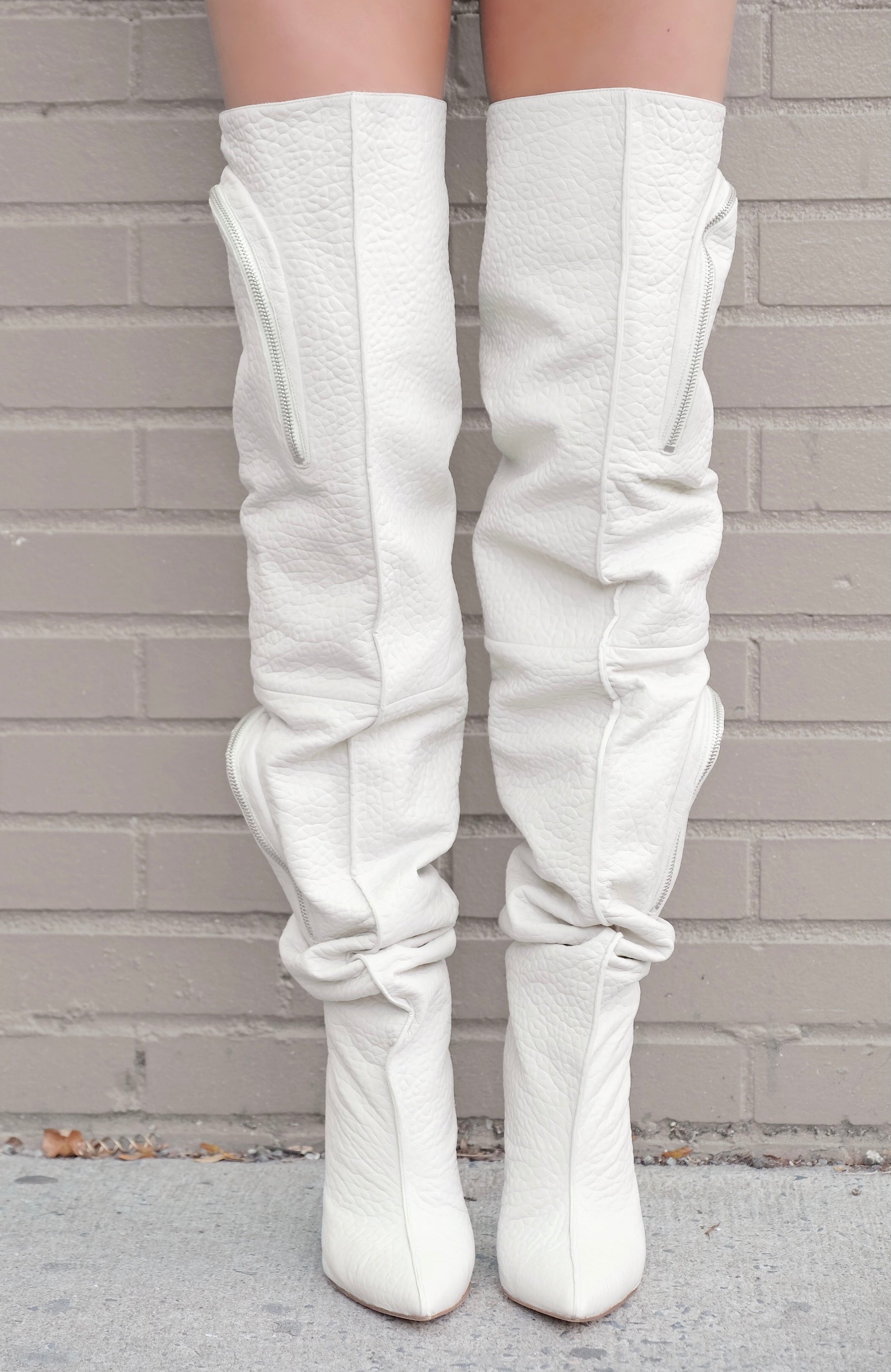 NICO EGGSHELL LEATHER CARGO BOOTS