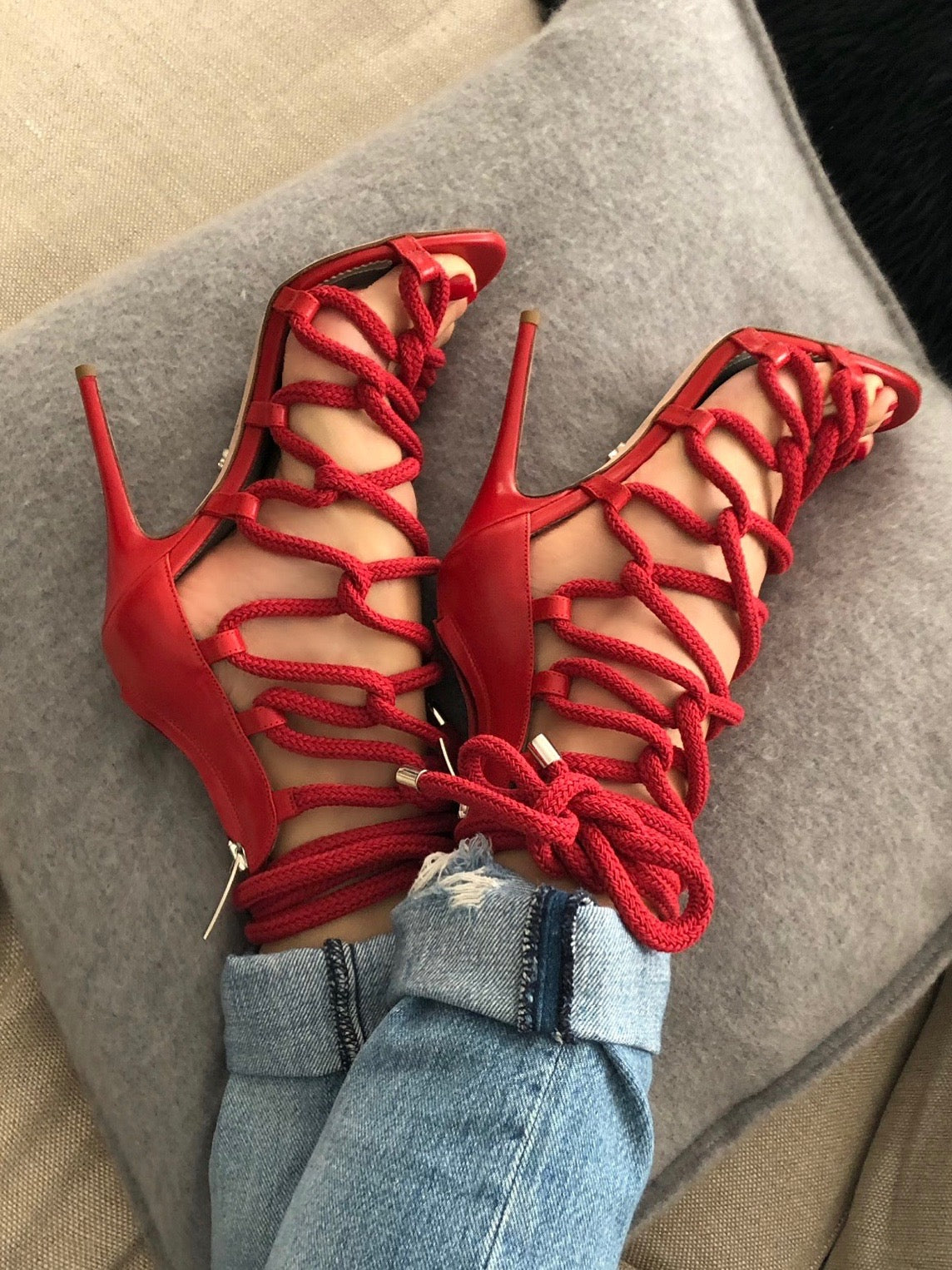 CARLA CHERRY CALF SANDAL - Monika Chiang