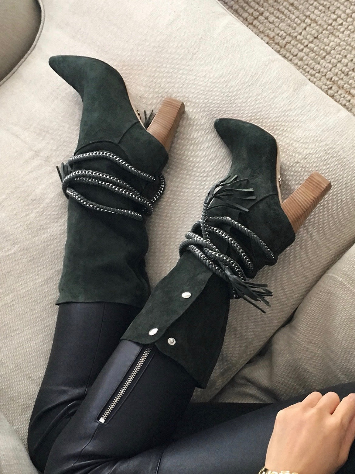 DIONNA ARMY GREEN SUEDE BOOT - Monika Chiang