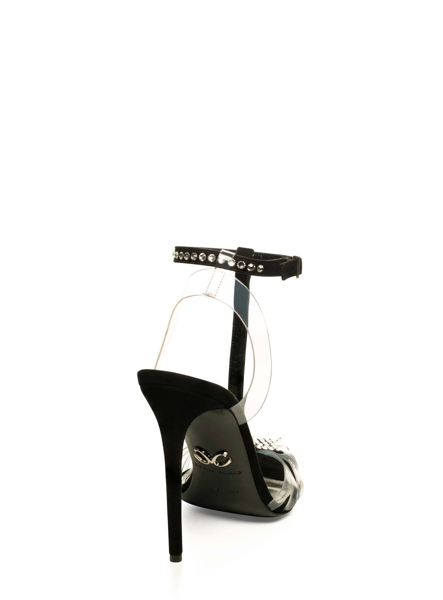 SOLANGE CRYSTAL EMBELLISHED BLACK SUEDE & PVC PUMP - Monika Chiang