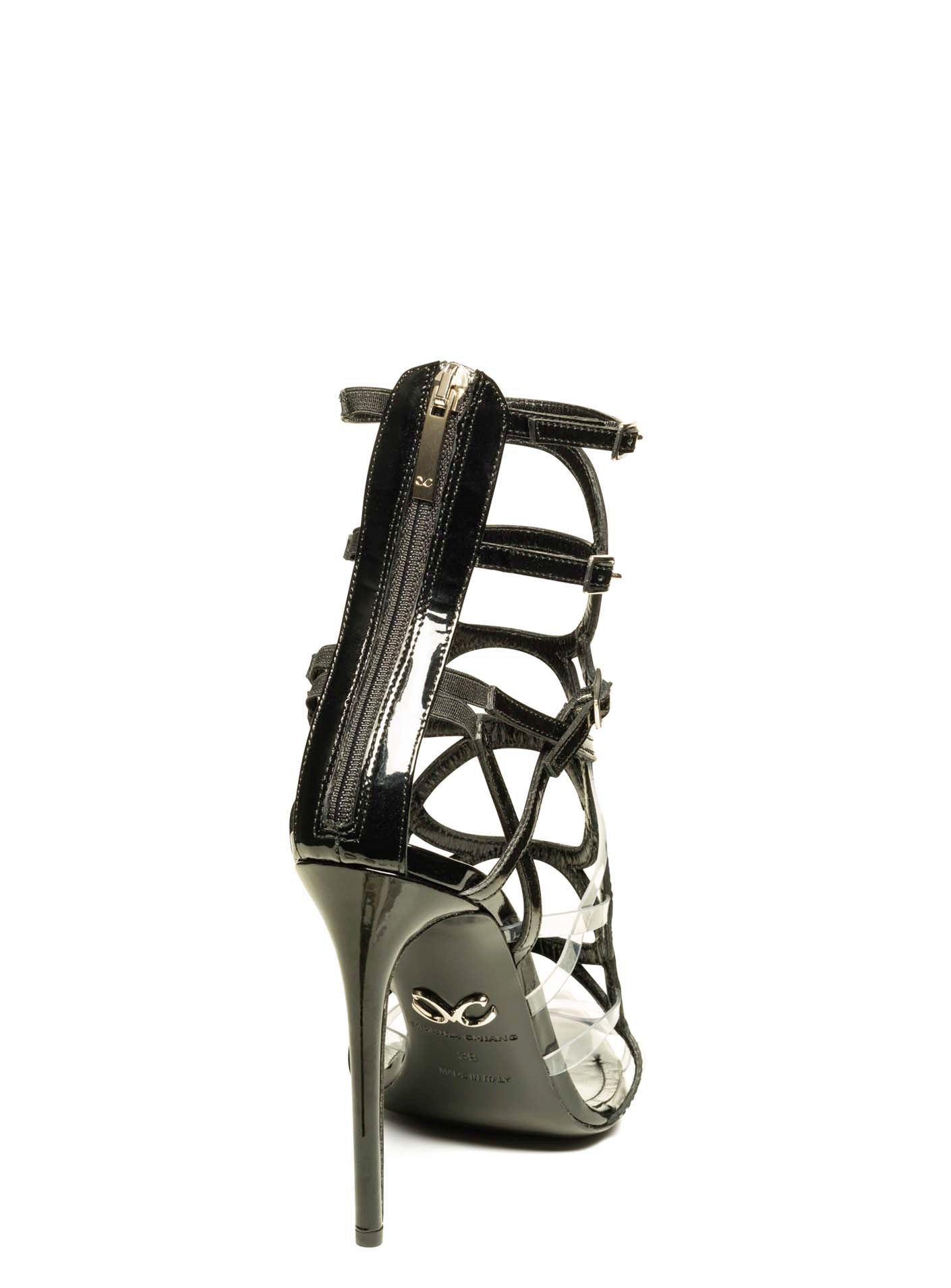 INES BLACK PATENT LEATHER & PVC SANDAL - Monika Chiang