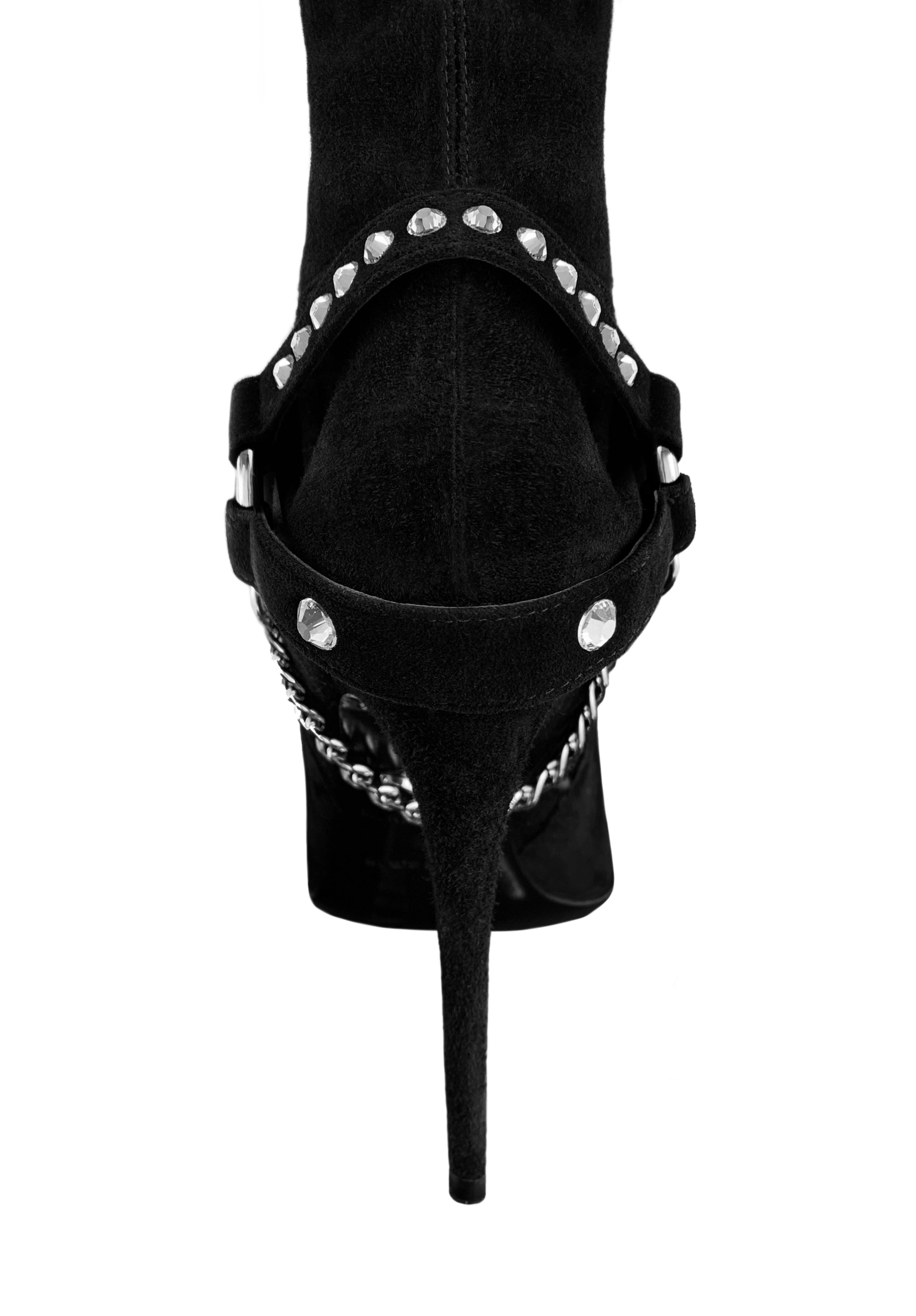 LACIA II CRYSTAL-EMBELLISHED STRETCH SUEDE THIGH-HIGH BOOT - Monika Chiang