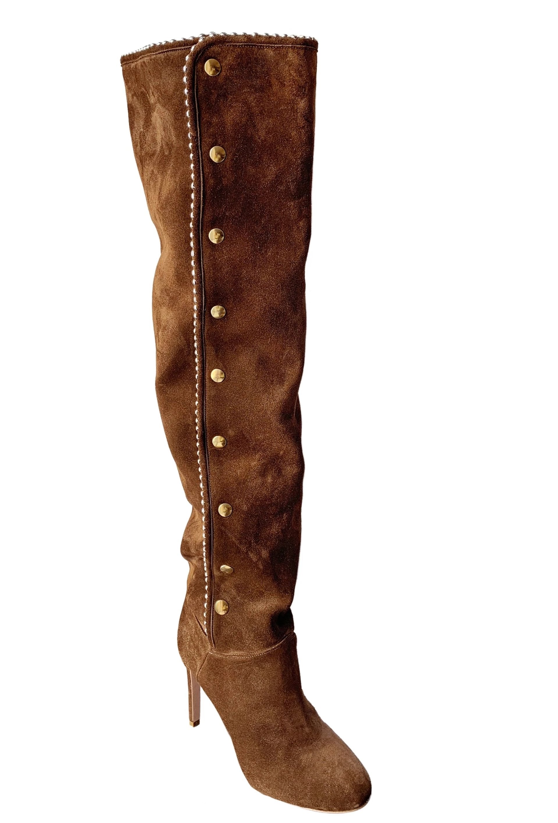 MAZUR CHOCOLATE SUEDE CRYSTAL BOOT - Monika Chiang