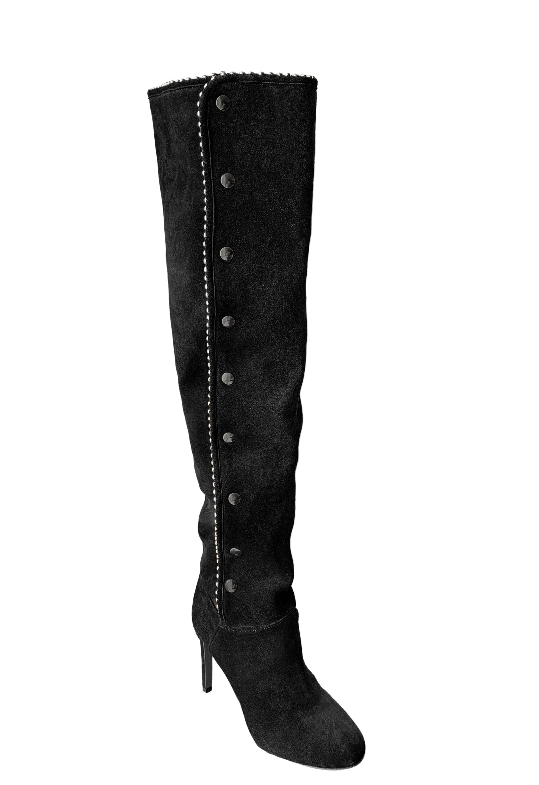 MAZUR BLACK SUEDE & CRYSTAL BOOT - Monika Chiang