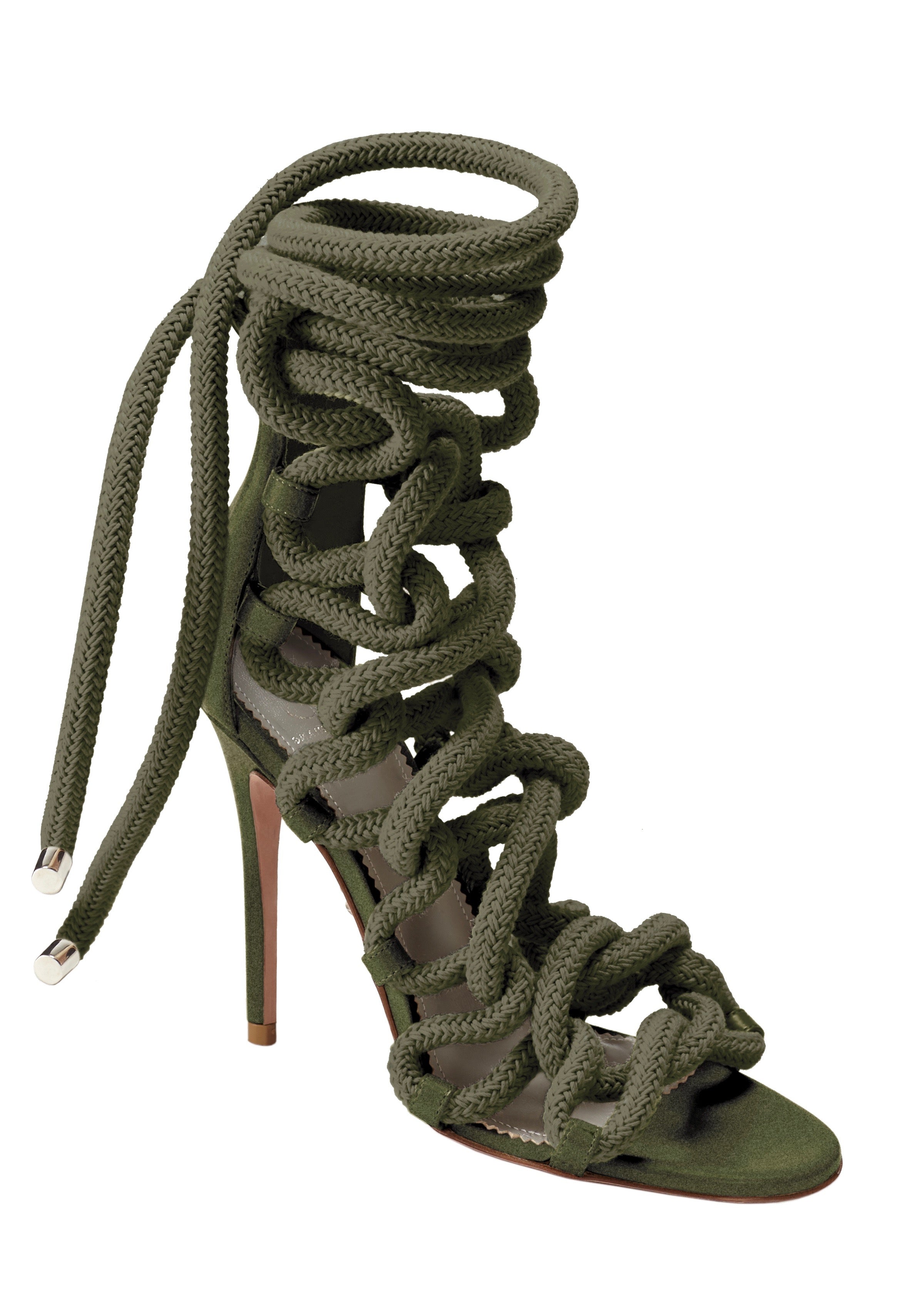 CARLA ARMY GREEN SUEDE SANDAL - Monika Chiang