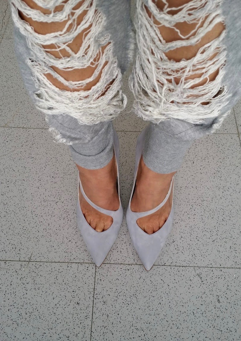 PALOMA GRAY SUEDE PUMP - Monika Chiang