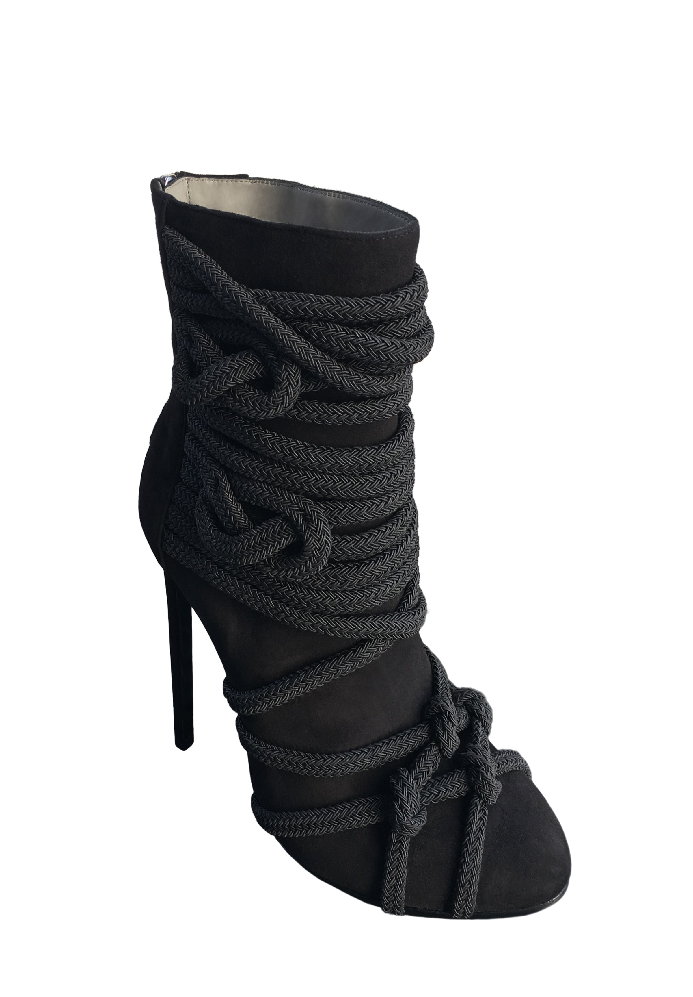 TALIA BLACK SUEDE & ROPE BOOT - Monika Chiang