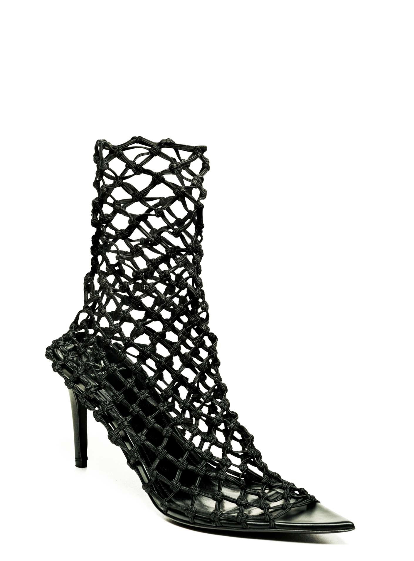 VELA 80 BLACK NET SANDAL - Monika Chiang