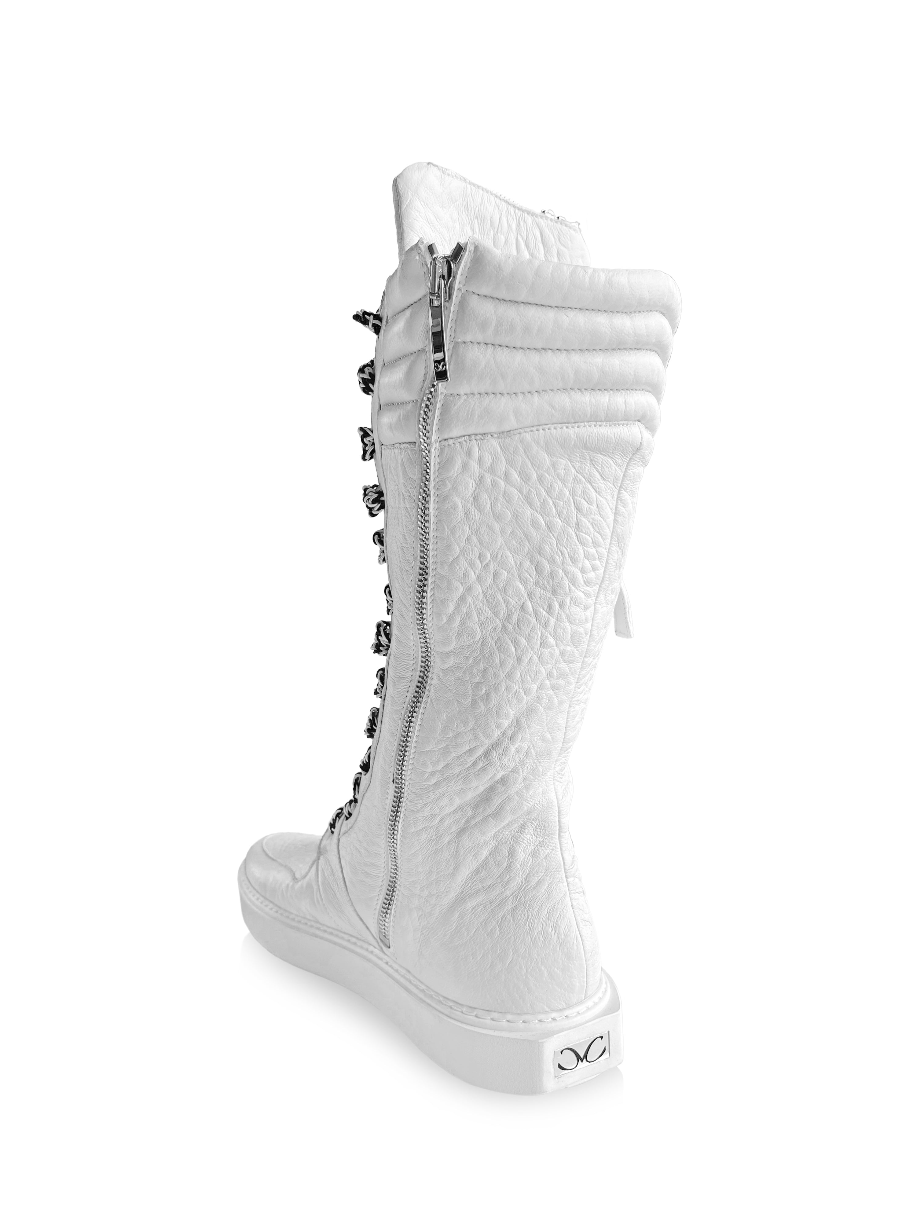 BLAINE WHITE CARGO SNEAKER BOOTS