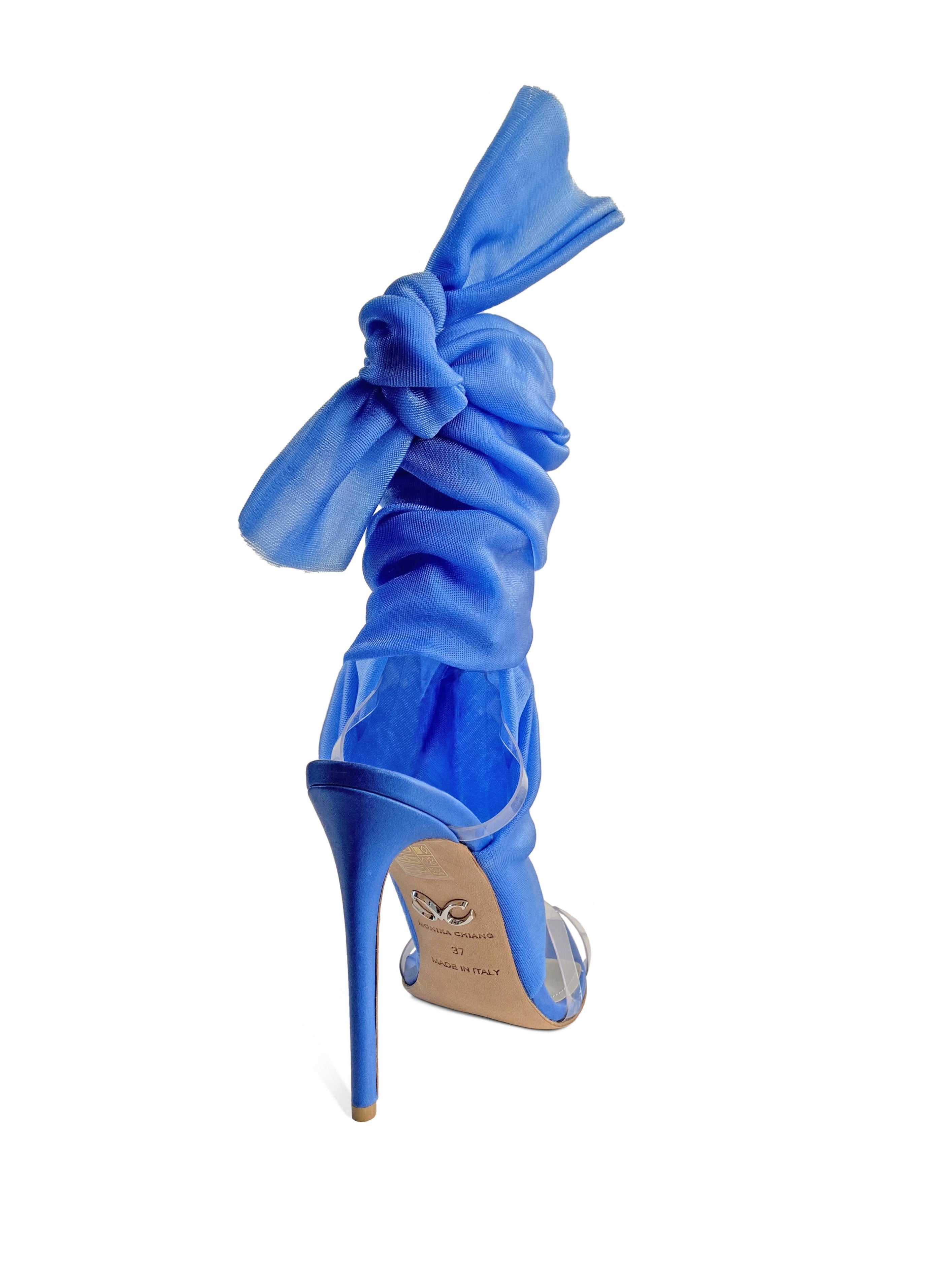 JULIET BLUE TULLE & PVC SANDALS