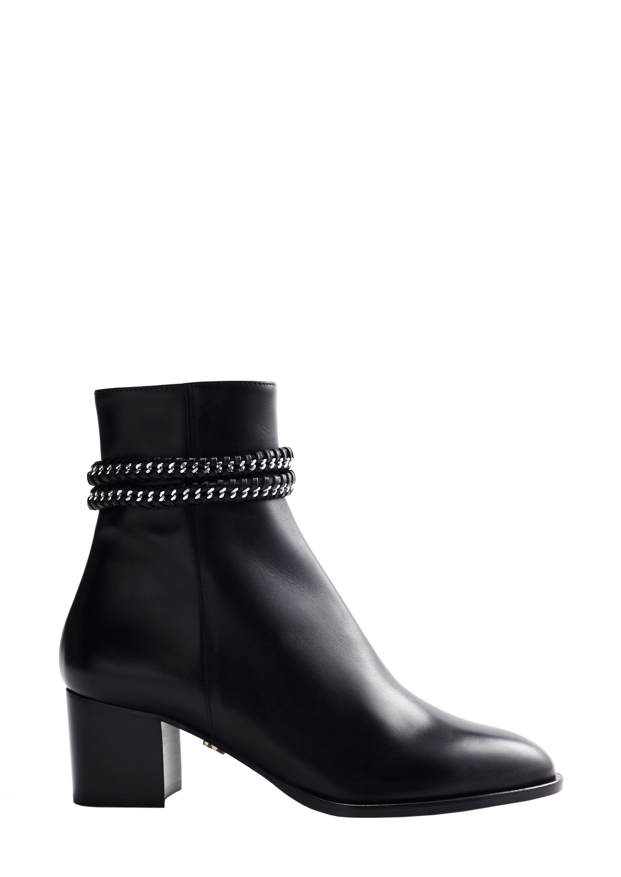 janyi leather chain booties