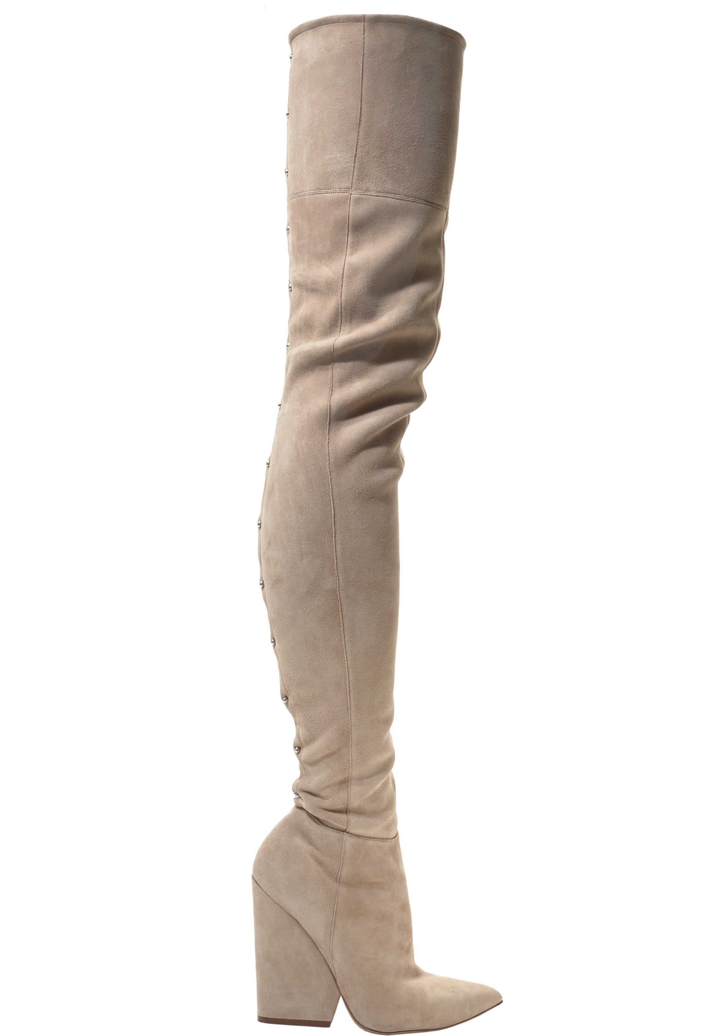 VIX CREAM STRETCH SUEDE THIGH-HIGH BOOT - Monika Chiang