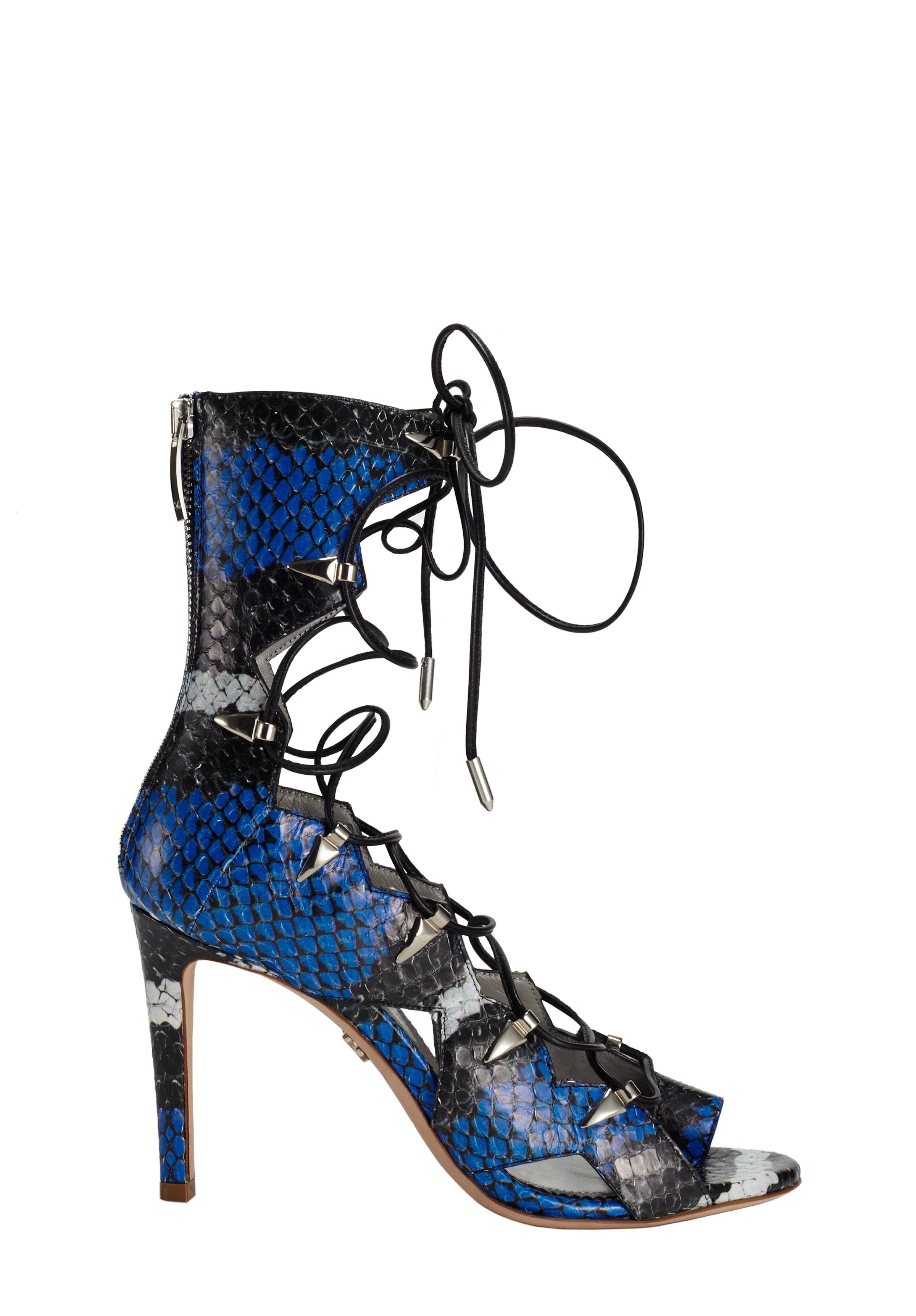 VESTA BLUE & BLACK SNAKESKIN SANDAL - Monika Chiang