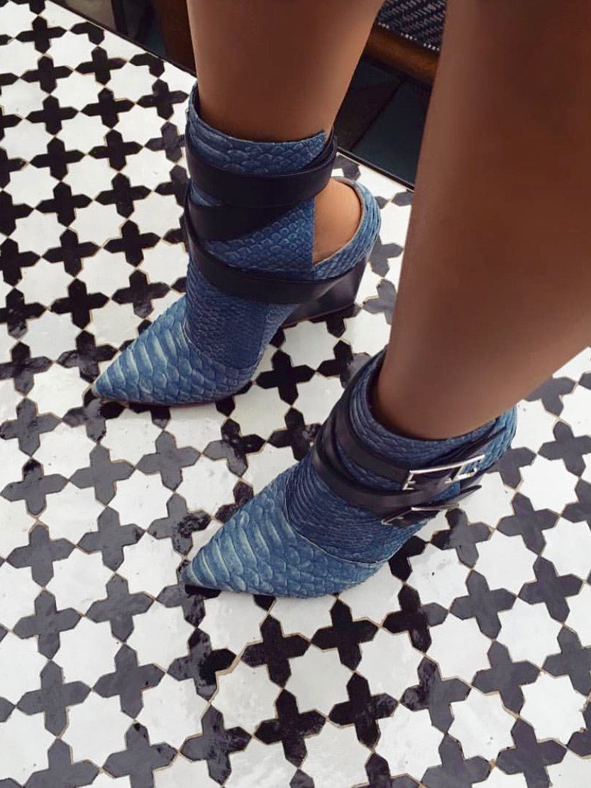 PATMOS BLUE PYTHON BOOTIE - Monika Chiang