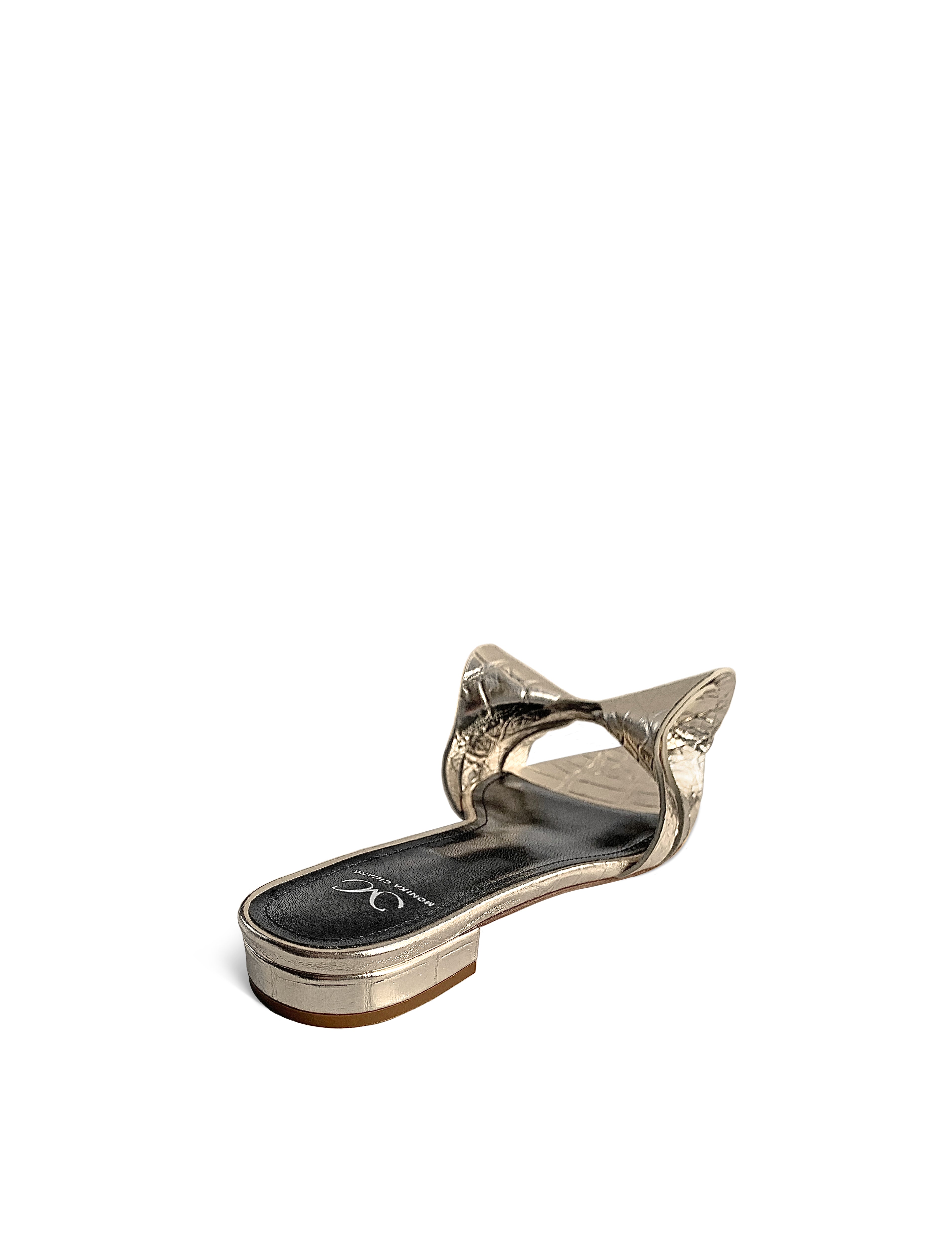 VITA PLATINUM EMBOSSED LEATHER SLIDES