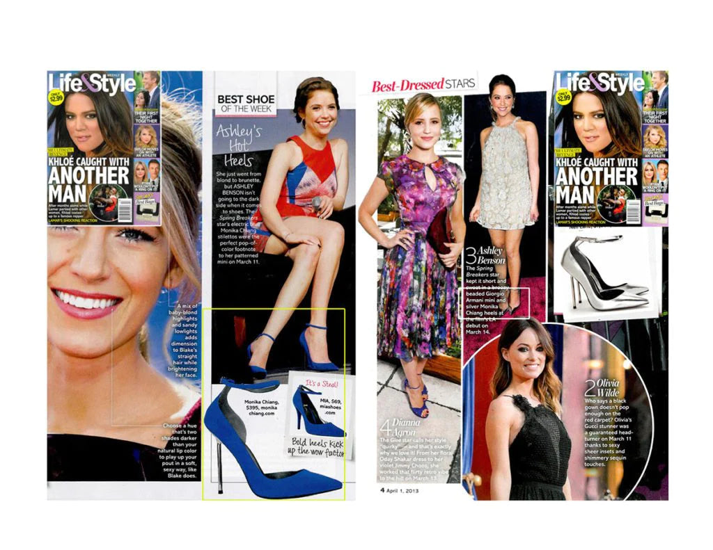 Ashley Benson in Blue Suede Pumps in Lifestyle Magazine