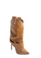 CLAIRE TAN LEATHER SLOUCHY LAYERED BOOTS