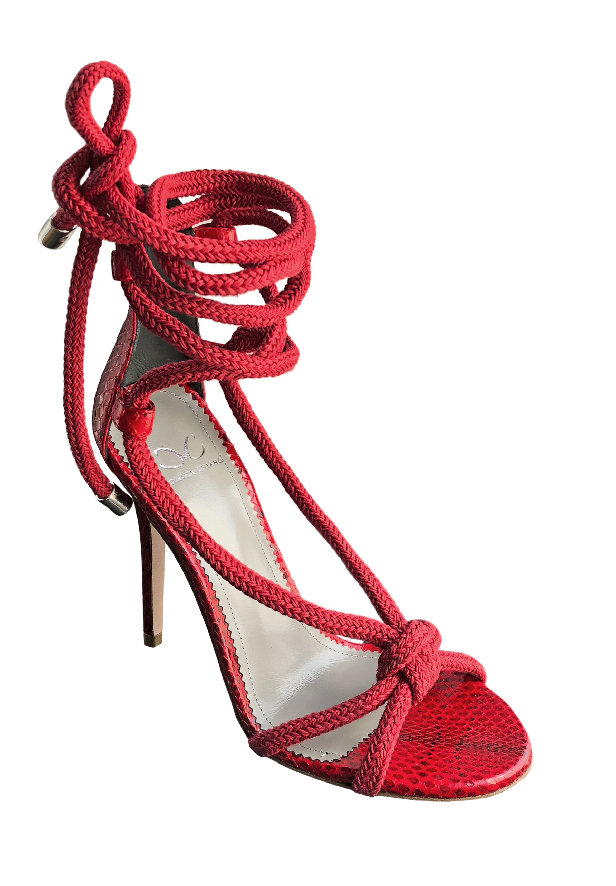 SCARLETTA RED AYERS SNAKE SANDAL - Monika Chiang