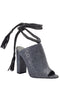 DANIA CHARCOAL EMBOSSED LEATHER SANDAL - Monika Chiang