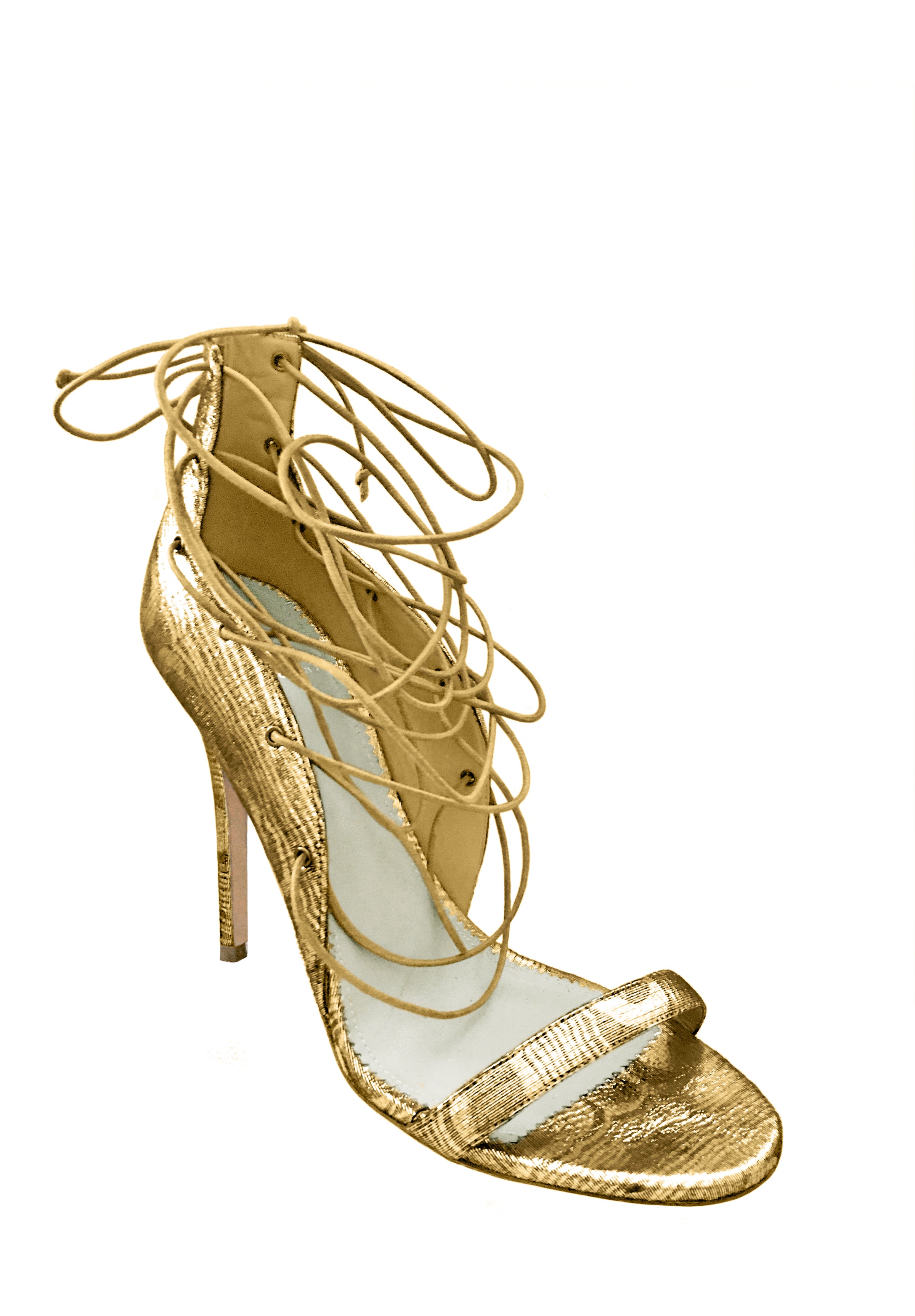 LARA GOLD LACE-UP SANDAL - Monika Chiang