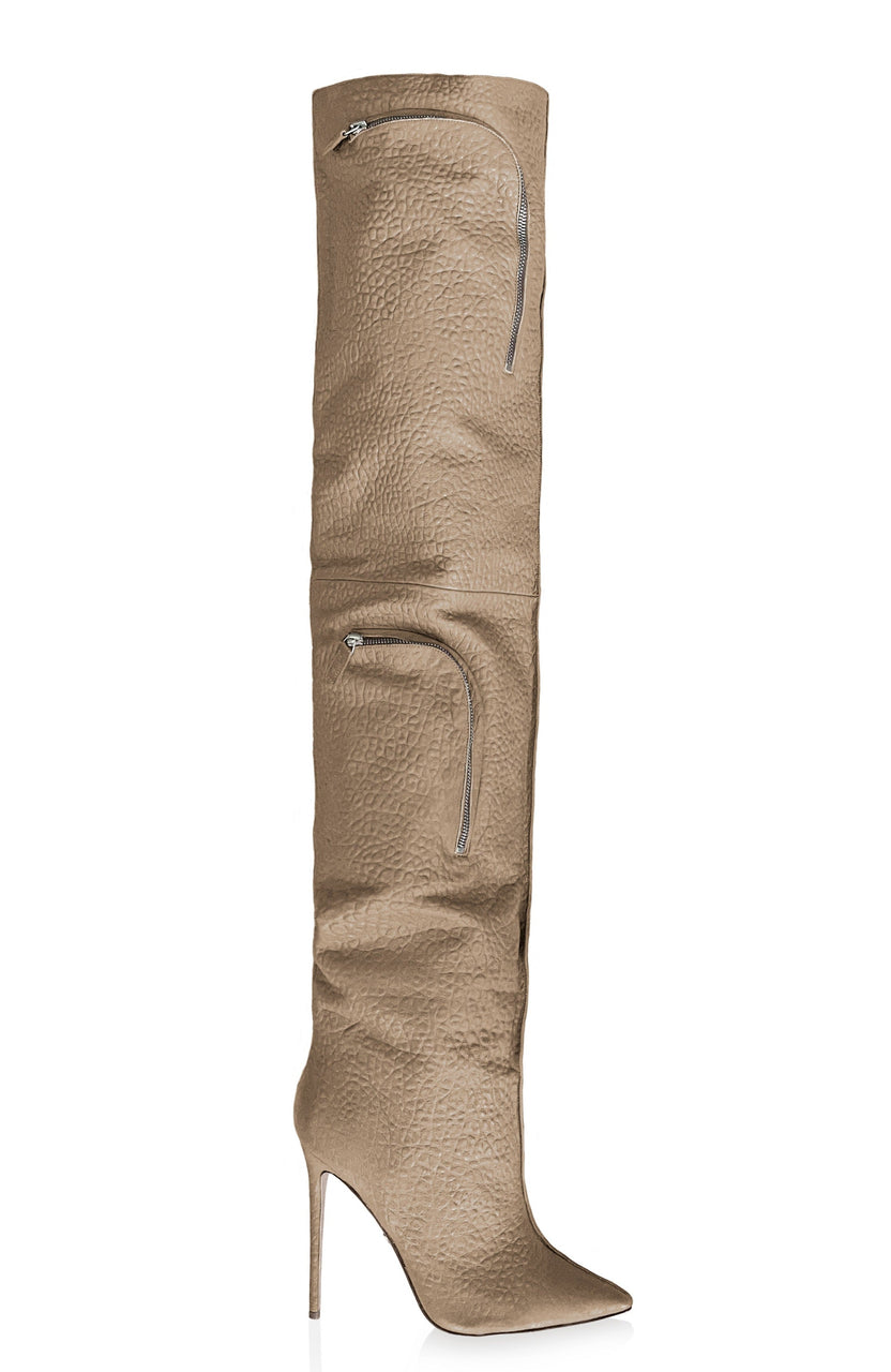 NICO WALNUT LEATHER CARGO BOOTS