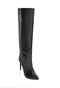 NORA BLACK EMBOSSED LEATHER KNEE BOOTS