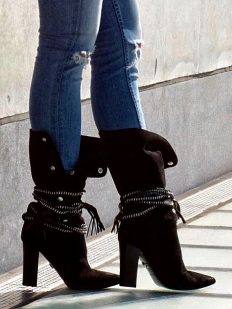DIONNA BLACK SUEDE BOOT - Monika Chiang