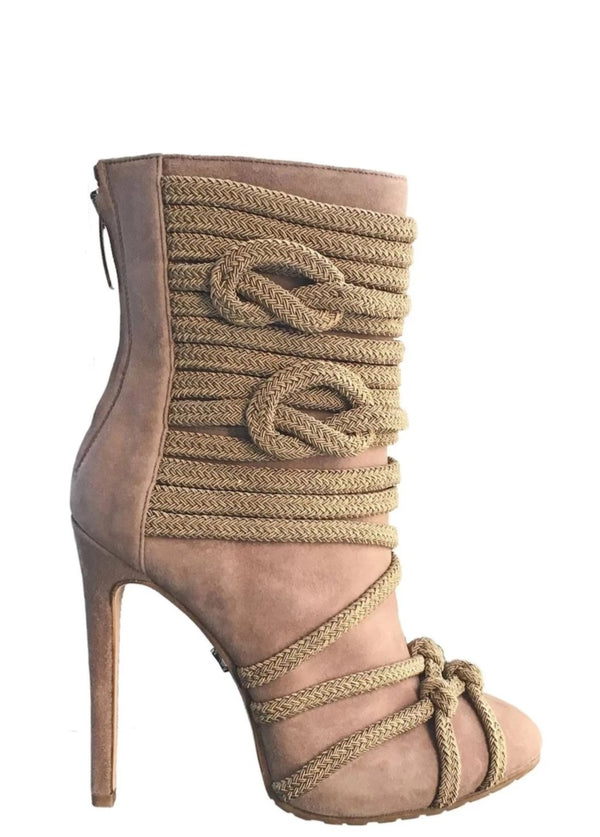 TALIA TAUPE SUEDE & ROPE ANKLE BOOT - Monika Chiang