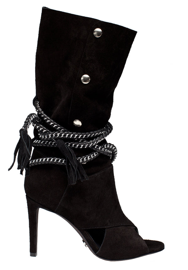 ARMENA BLACK SUEDE BOOT - Monika Chiang