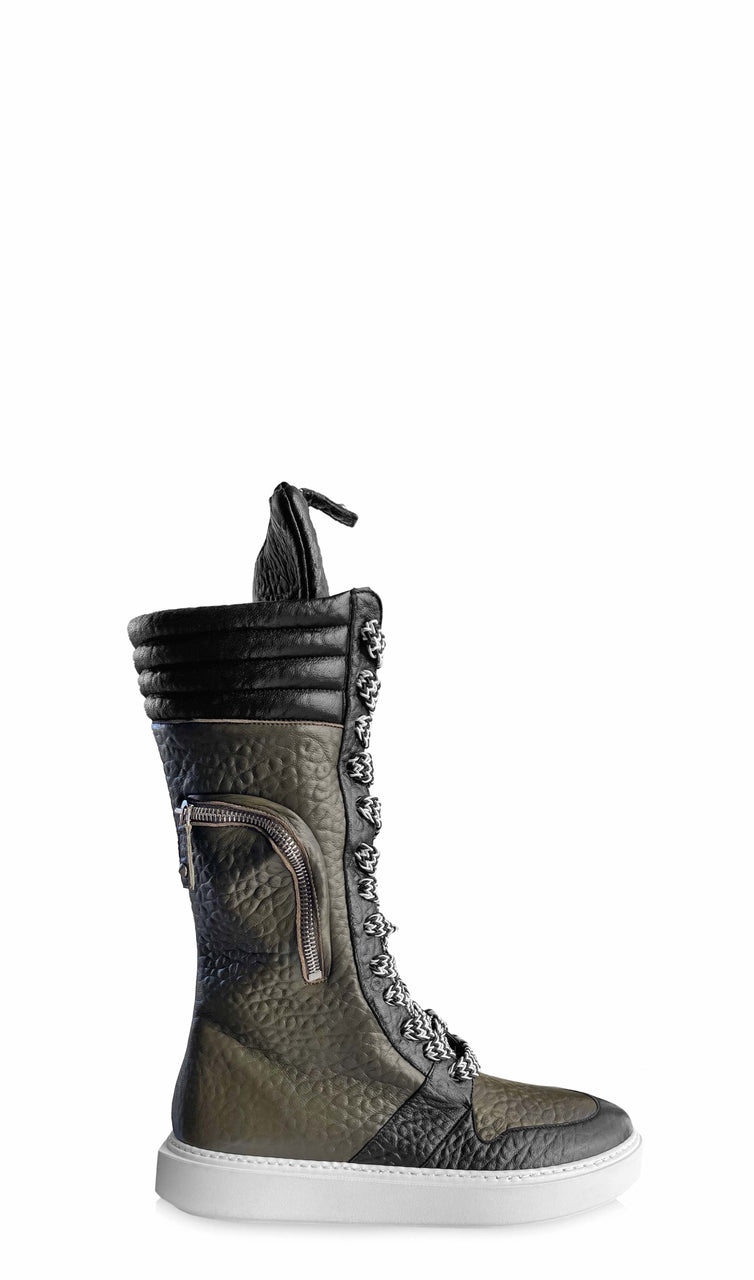 BLAINE BLACK & ARMY GREEN CARGO SNEAKER BOOTS
