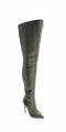 BLAIR SLIM ARMY GREEN LEATHER GOLD ZIP THIGH-HIGH BOOTS