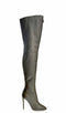 BLAIR SLIM ARMY GREEN LEATHER GOLD ZIP THIGH-HIGH BOOTS