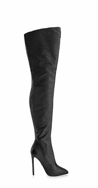 BLAIR SLIM BLACK LEATHER THIGH-HIGH BOOTS - Monika Chiang