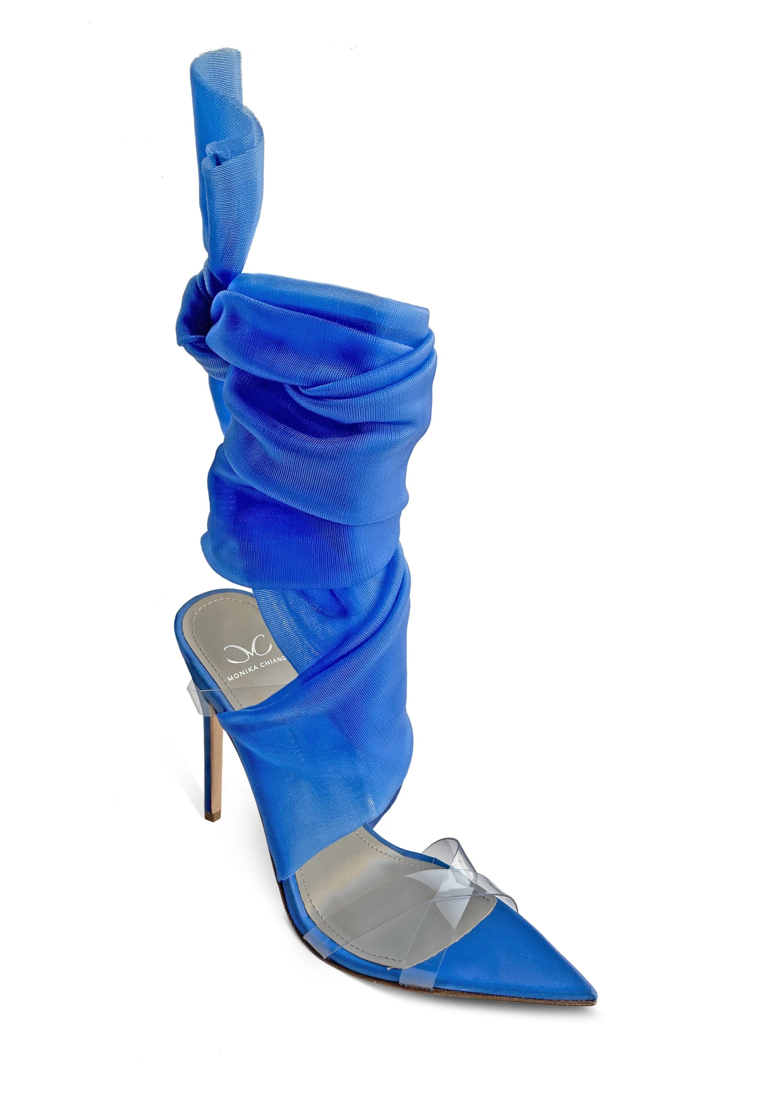 JULIET BLUE TULLE & PVC SANDALS