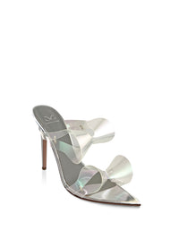 KLARA SILVER LEATHER & HOLOGRAM PVC SANDALS - Monika Chiang