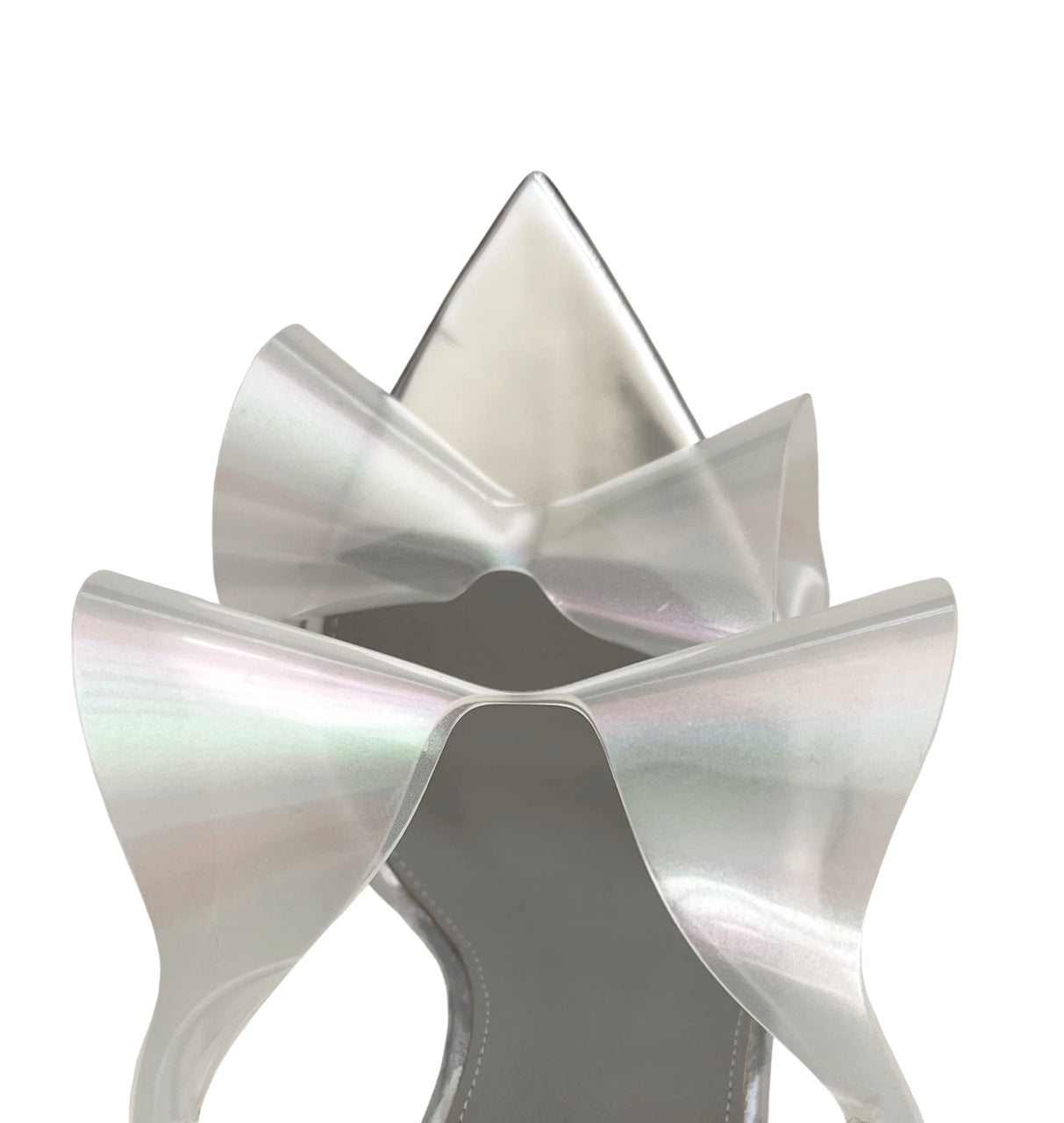 KLARA SILVER LEATHER & HOLOGRAM PVC SANDALS
