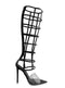 MAXIME KNEE HIGH BLACK LEATHER & PVC SANDALS