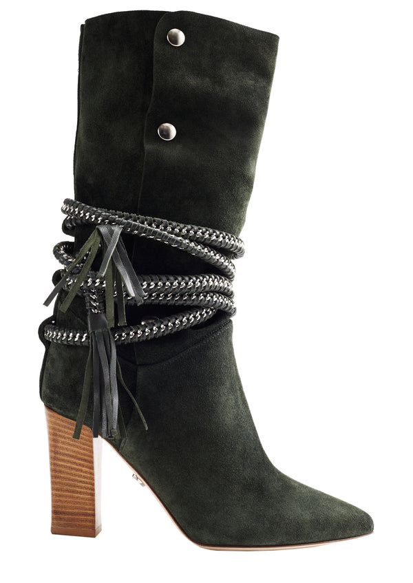 DIONNA ARMY GREEN SUEDE BOOT - Monika Chiang
