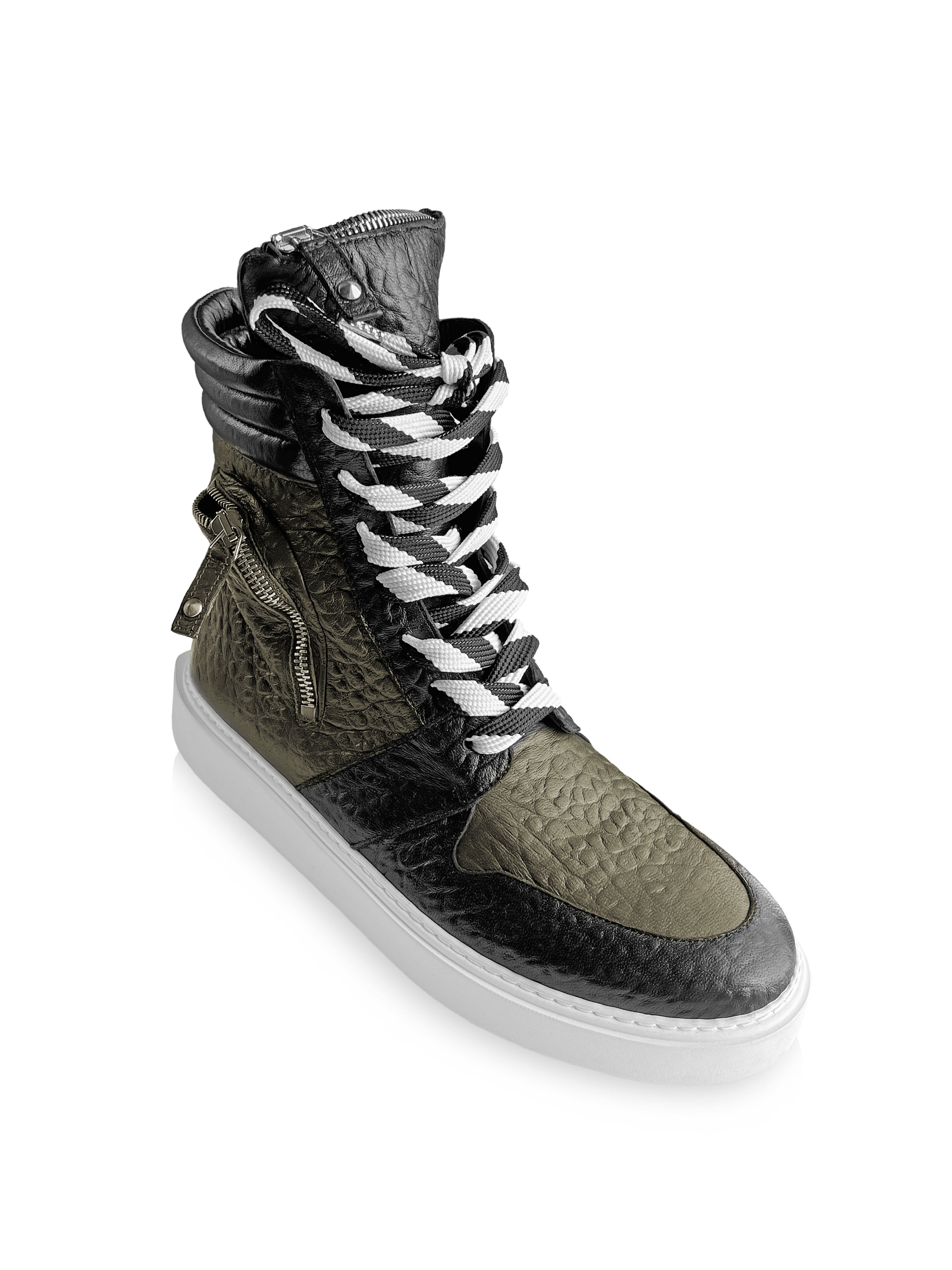 MICAH BLACK & ARMY CARGO GREEN SNEAKERS