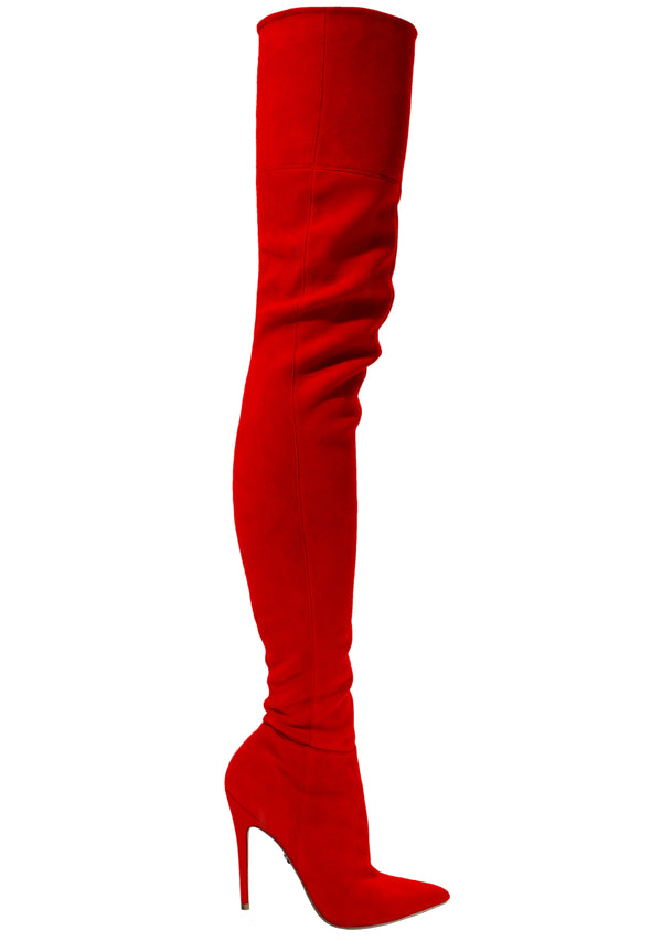 LACIA RED SUEDE THIGH BOOT - Monika Chiang
