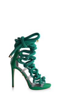 SOFIA EMERALD LEATHER & ROPE SANDALS - Monika Chiang