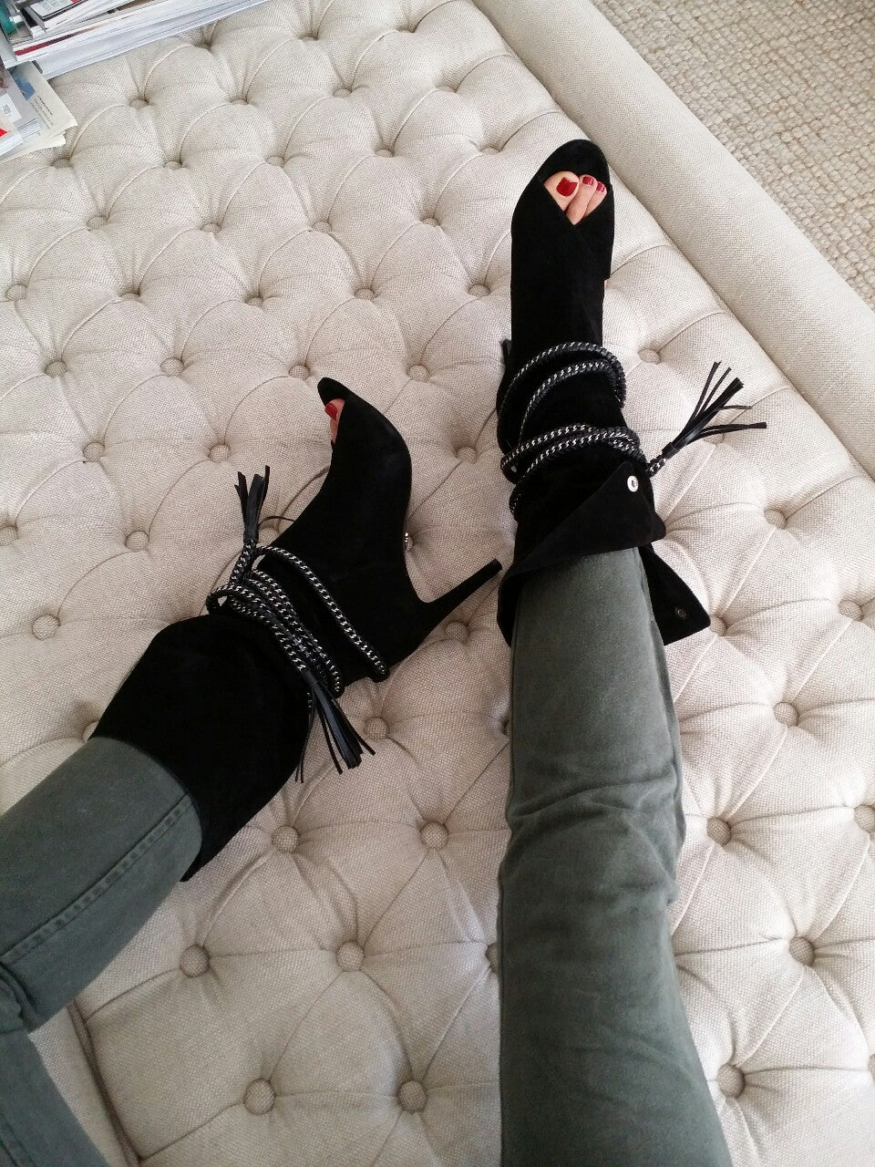 ARMENA BLACK SUEDE BOOT - Monika Chiang