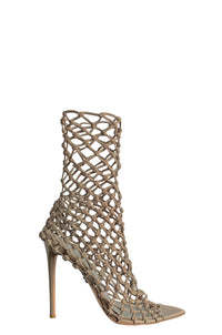 VELA 110 TAUPE NET SOCK SANDALS - Monika Chiang